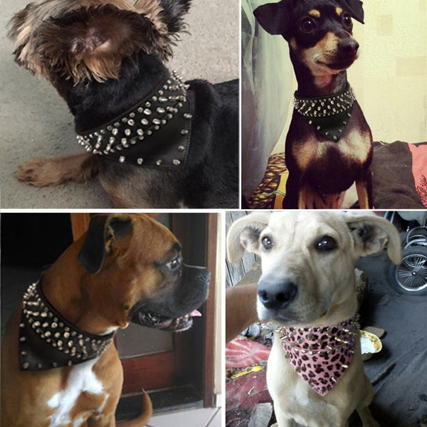 Adjustable Spiked Studded  Bandana Collar