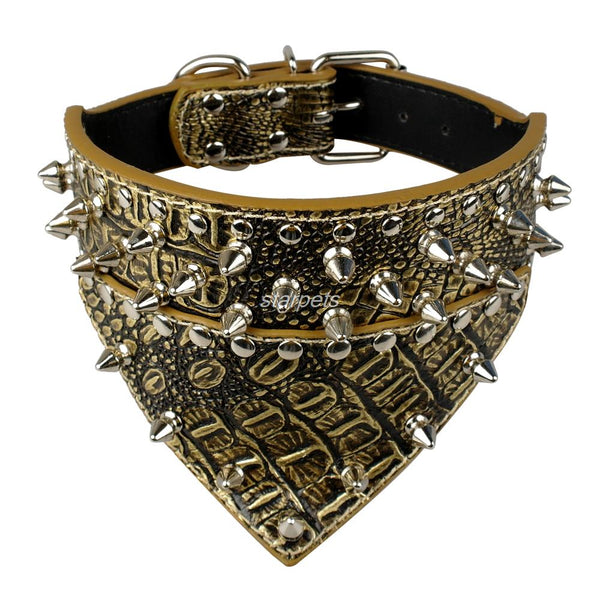 Adjustable Spiked Studded  Bandana Collar