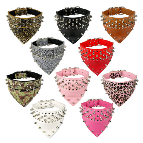 Adjustable Spiked Studded  Bandana Collar