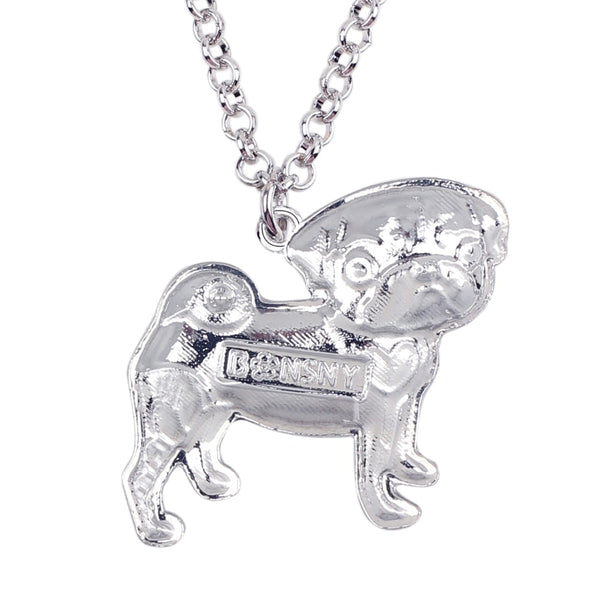 Enamel Pug Dog Pendant Necklace