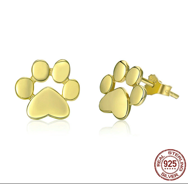 Sterling Silver Dog Paw Stud Earrings