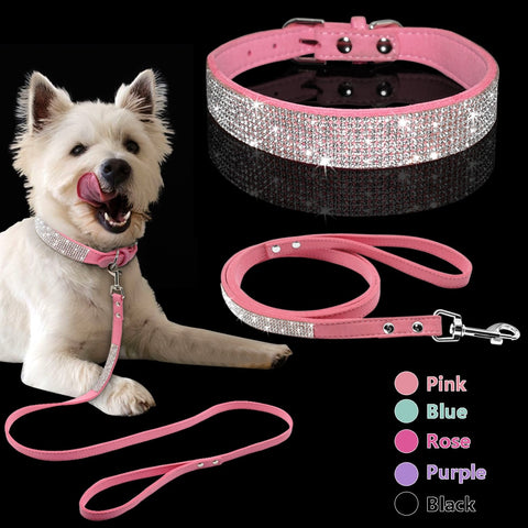 Rhinestone Dog Collar and Leash Set